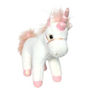 FAO Schwarz White Unicorn Pink Mane Plush 15 Inch